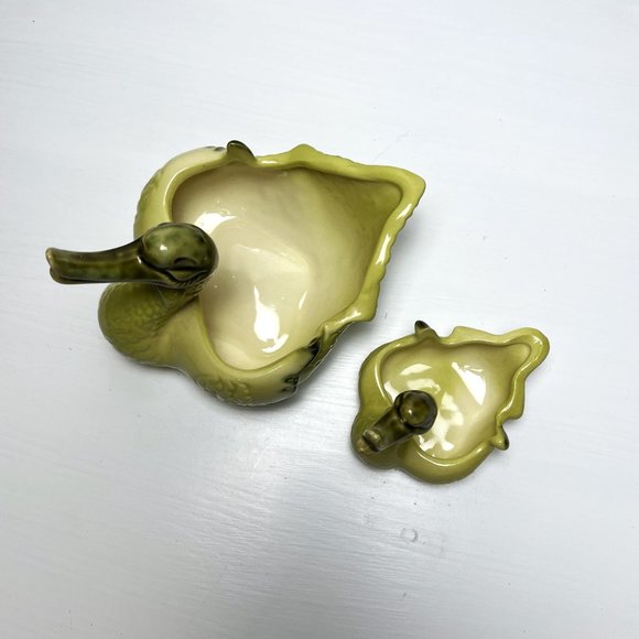 Mid Century Modern Hull Ceramic Chartreuse Green Imperial Swan Planter Bowls - Picture 6 of 8